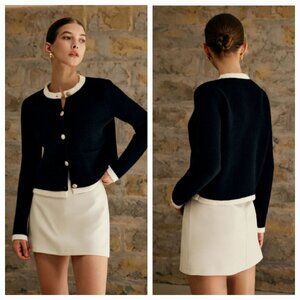 Commense Contrast Trim Jersey Cardigan Sweater. Size S